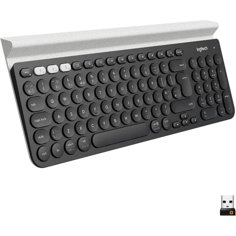 Logitech K780 Multi-Device Wireless Keyboard, 2.4GHz And Bluetooth, QWERTY UK Layout - Dark, Grey, White - eBuy UAE